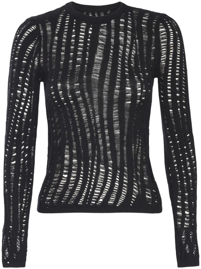 Open-Knit Long-Sleeved Top