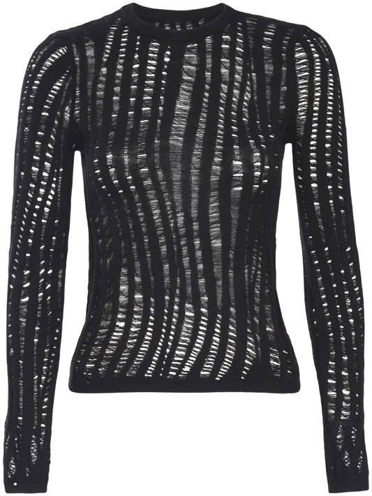 Open-Knit Long-Sleeved Top