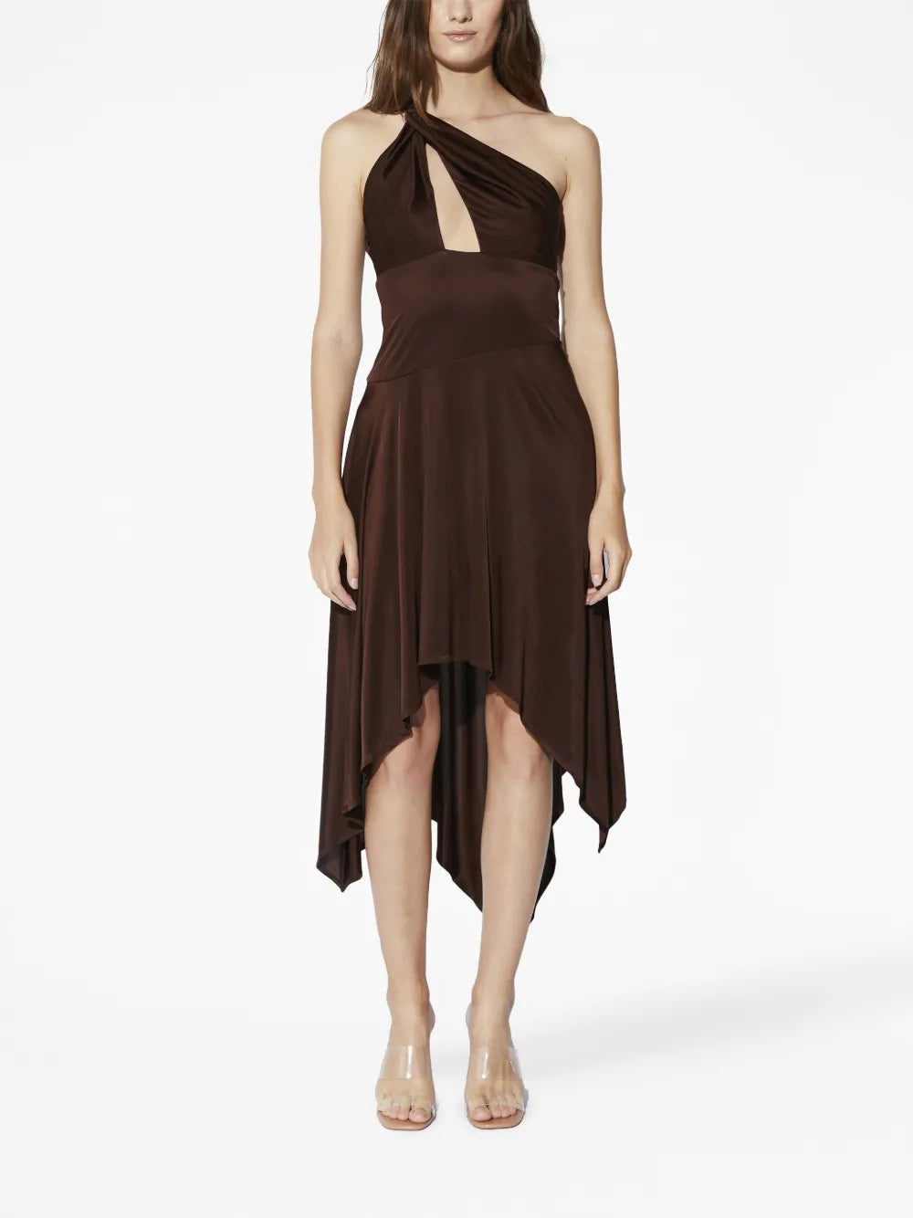 Asymmetric One-Shoulder Midi Dress