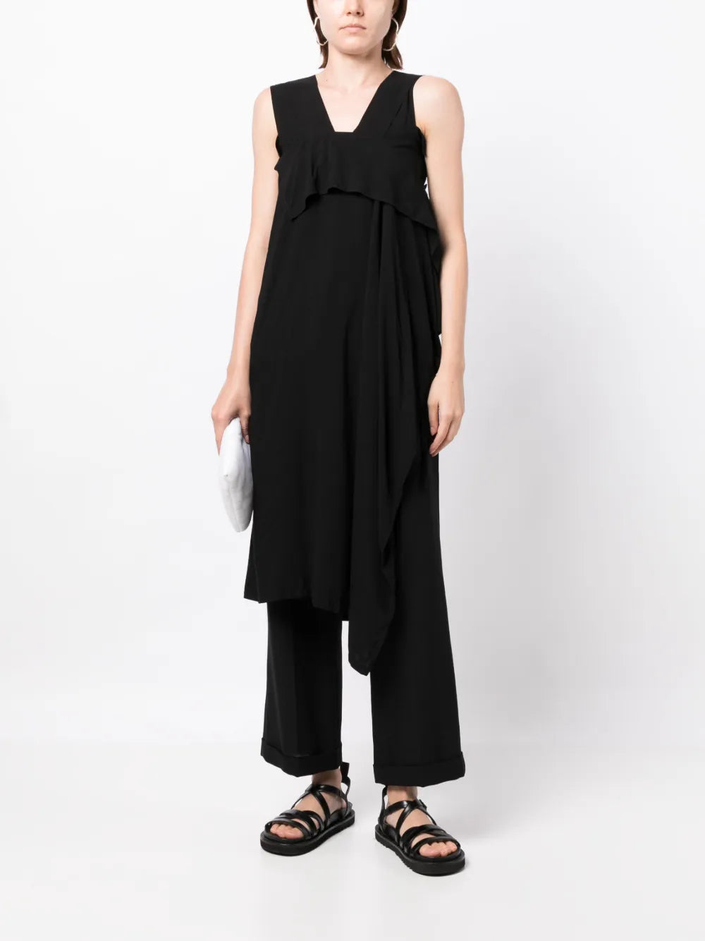 Asymmetric Draped Midi Dress
