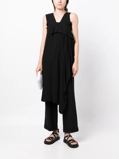Asymmetric Draped Midi Dress