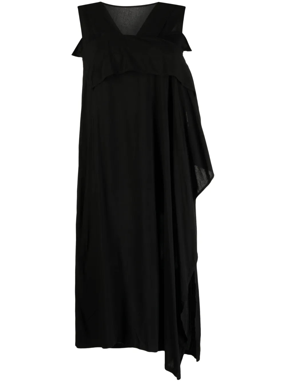 Asymmetric Draped Midi Dress