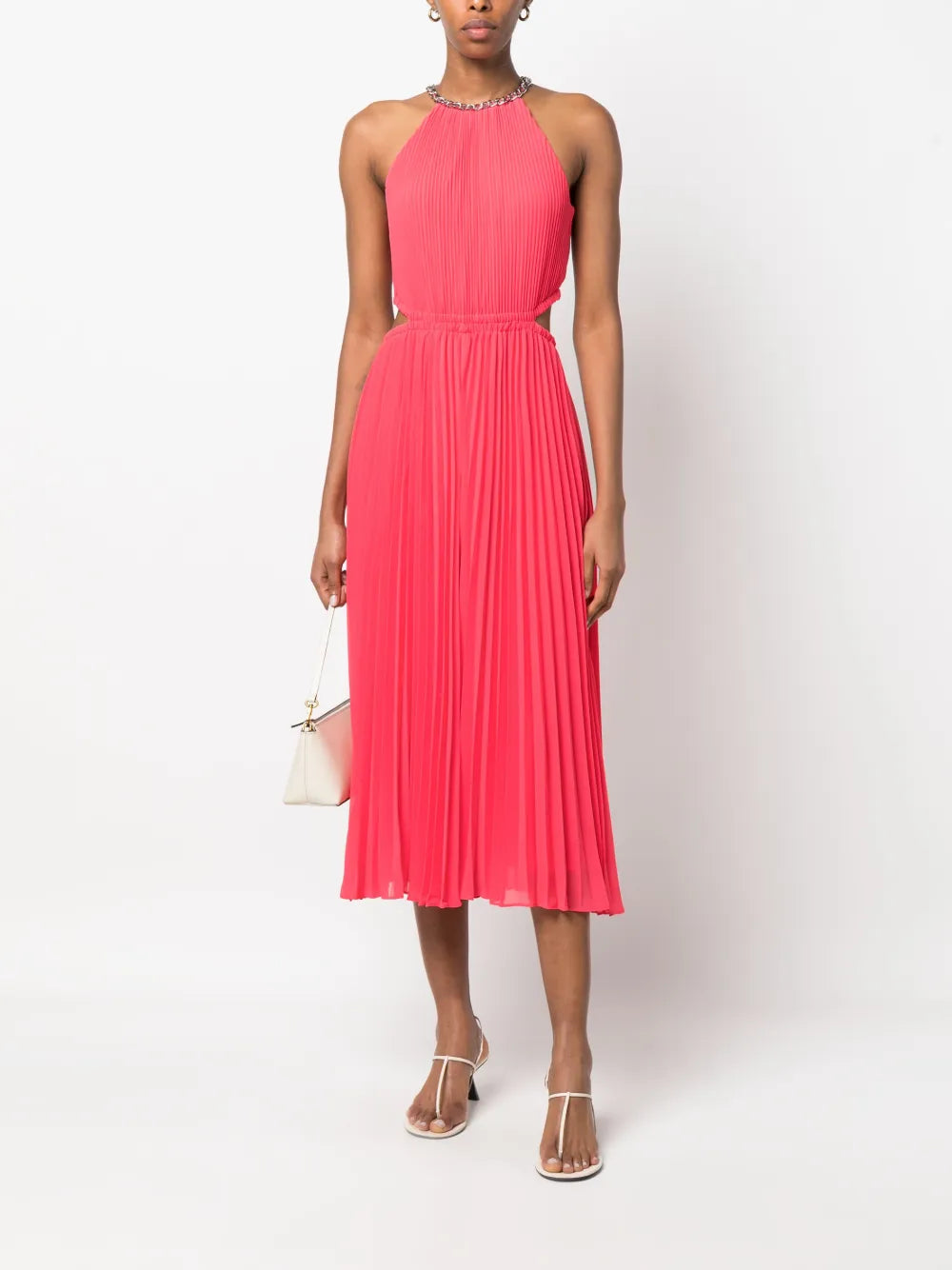Pleated Halterneck Midi Dress