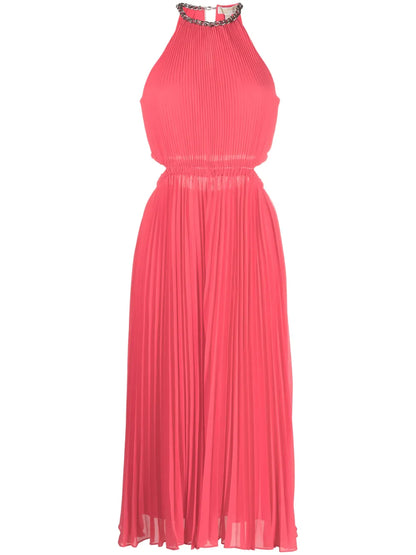 Pleated Halterneck Midi Dress