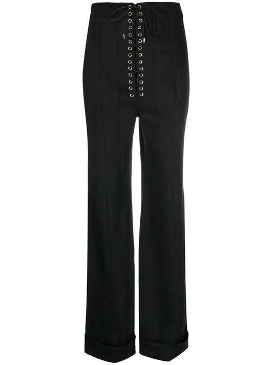 Tie-Fastening High-Waisted Trousers