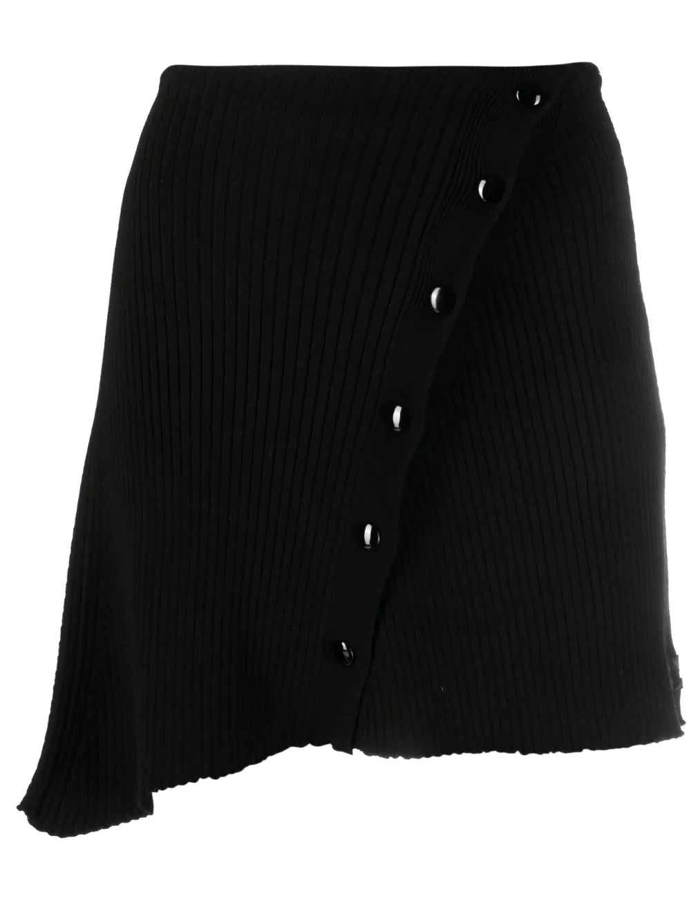 Asymmetric Ribbed-Knit Mini Skirt