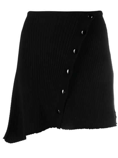 Asymmetric Ribbed-Knit Mini Skirt