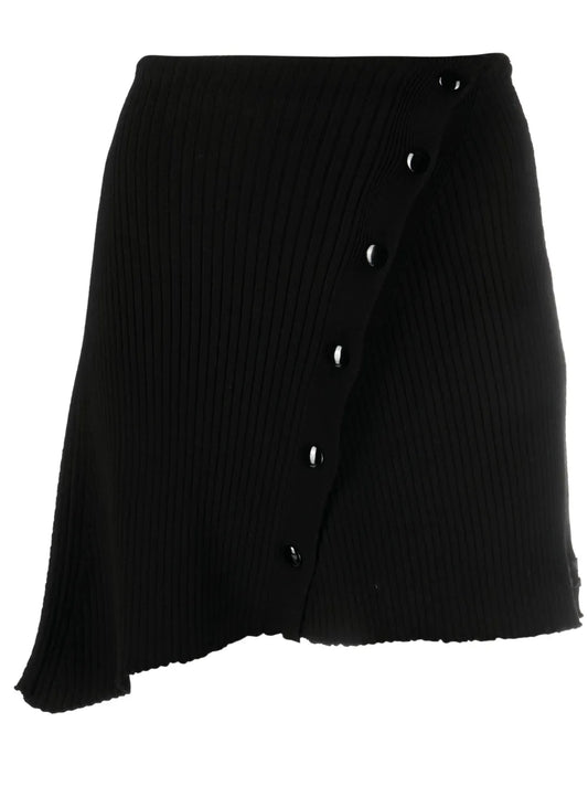 Asymmetric Ribbed-Knit Mini Skirt