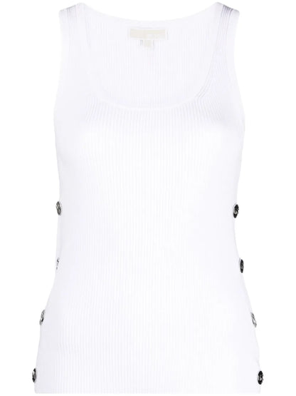 Button-Embellished Ribbed Tank Top
