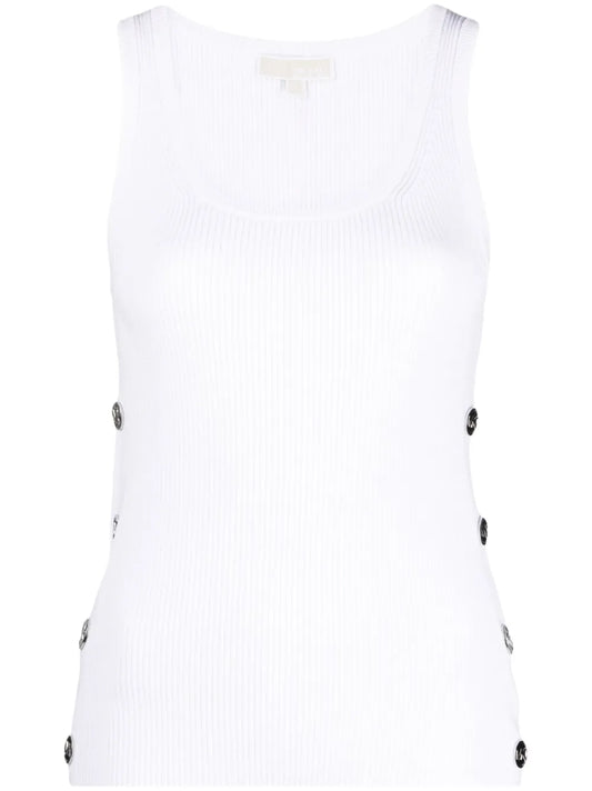 Button-Embellished Ribbed Tank Top
