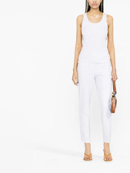 Button-Embellished Ribbed Tank Top