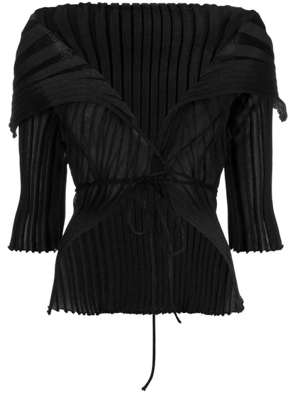 Ara Wide-Collar Wrap Cardigan