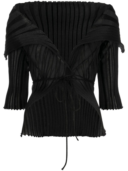 Ara Wide-Collar Wrap Cardigan