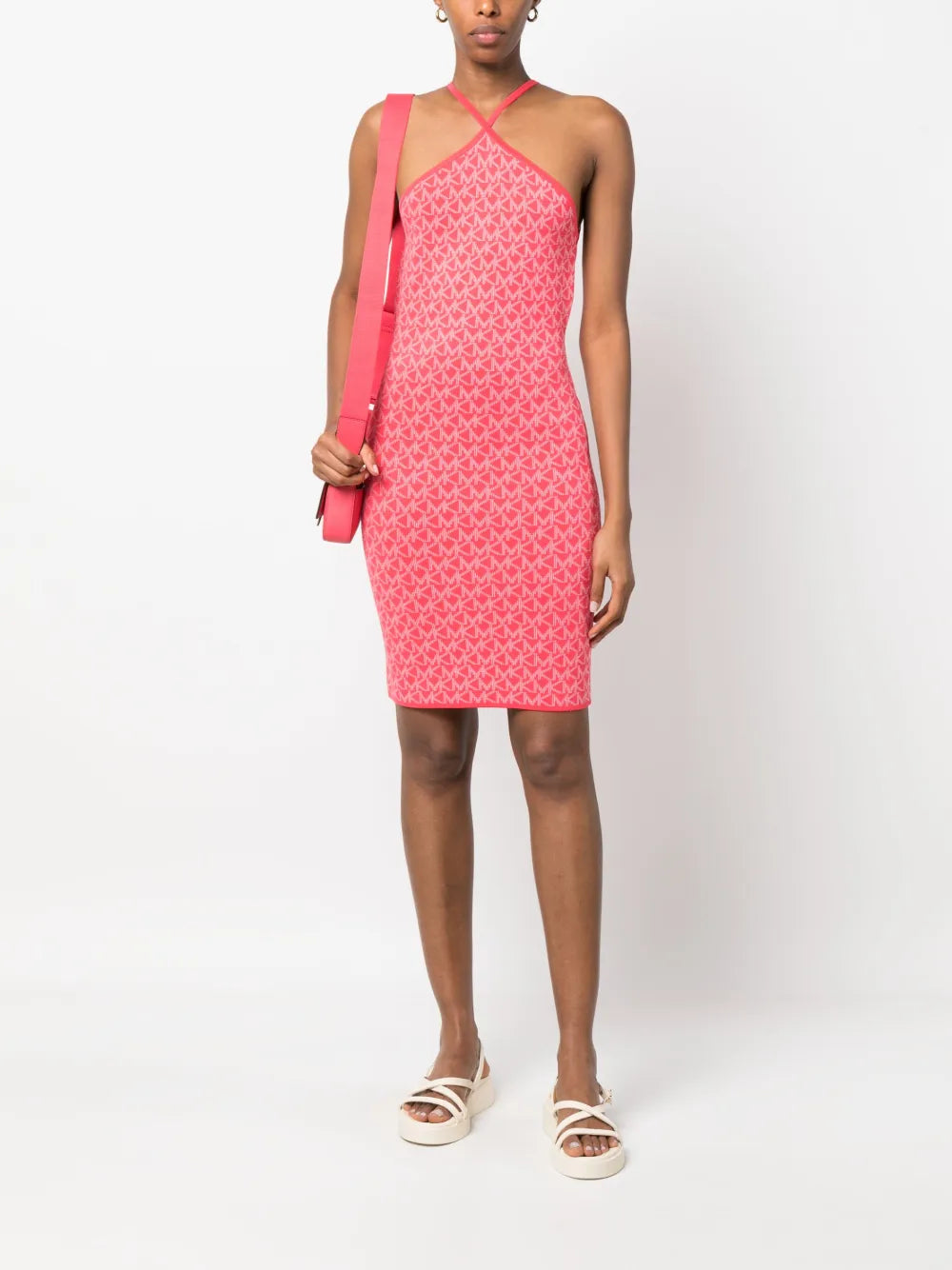 Monogram-Pattern Halterneck Minidress