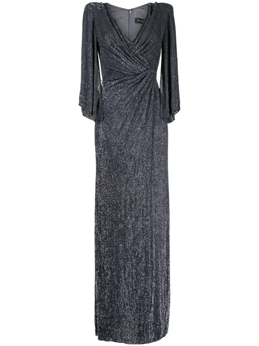 Luna Stud-Embellished Draped Gown