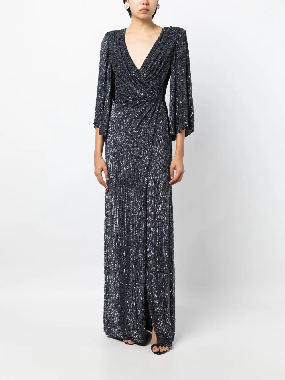 Luna Stud-Embellished Draped Gown