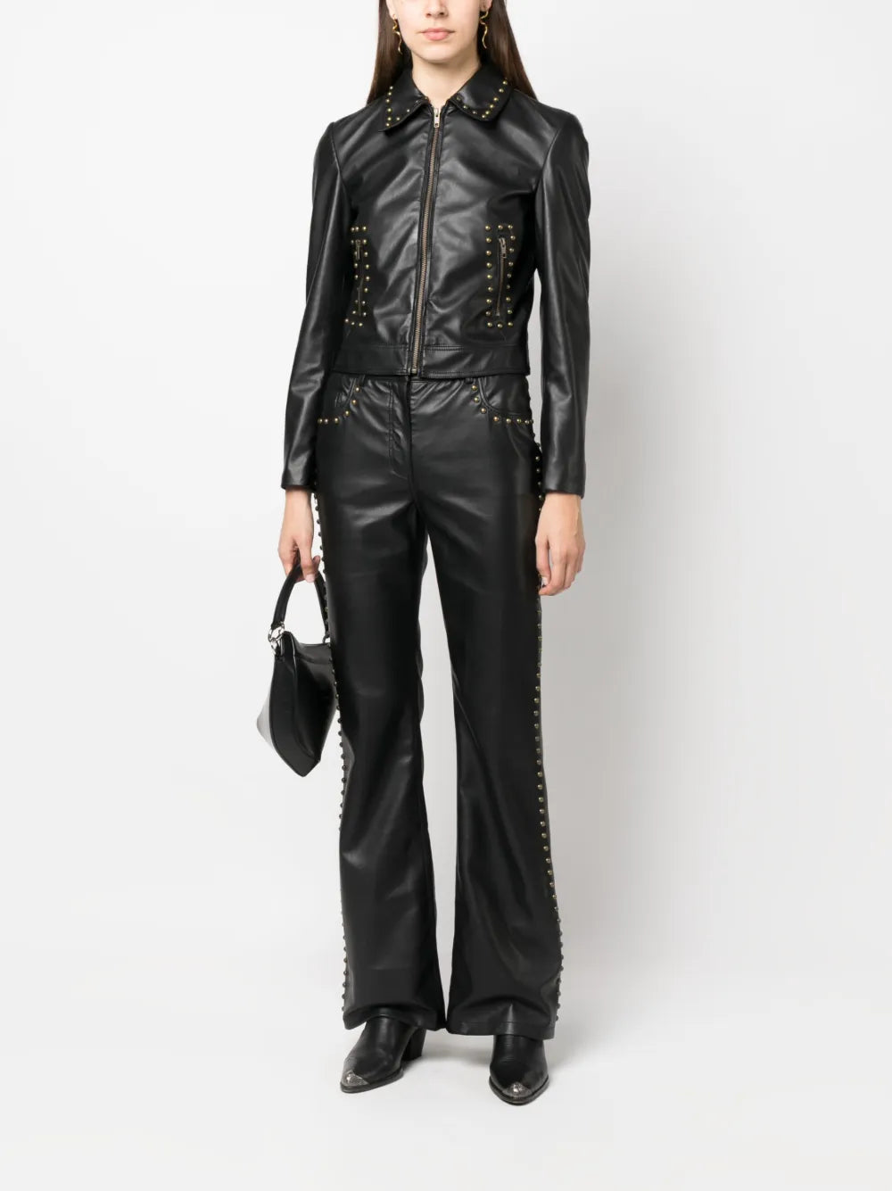 Stud-Detail Mid-Rise Trousers