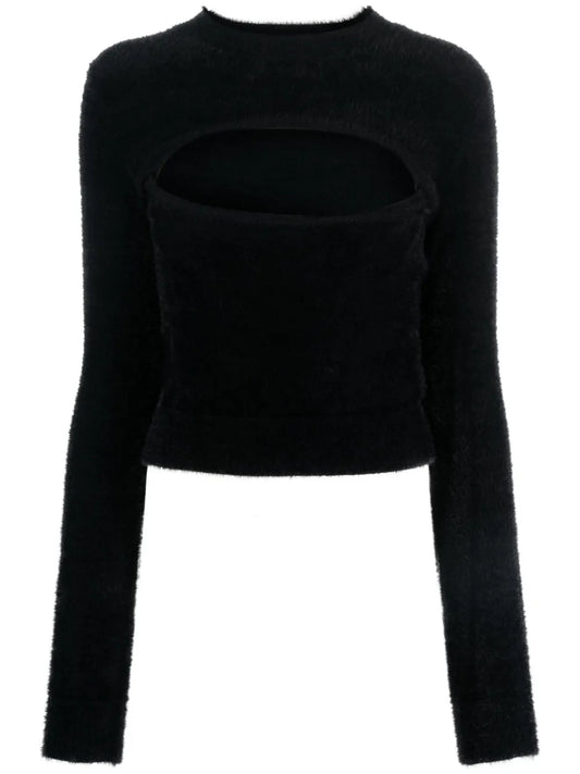 Long-Sleeve Faux-Fur Jumper