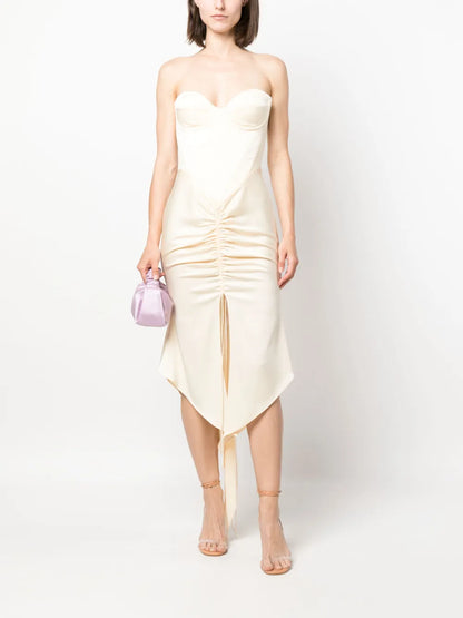 Carter Asymmetric Satin Corset Dress