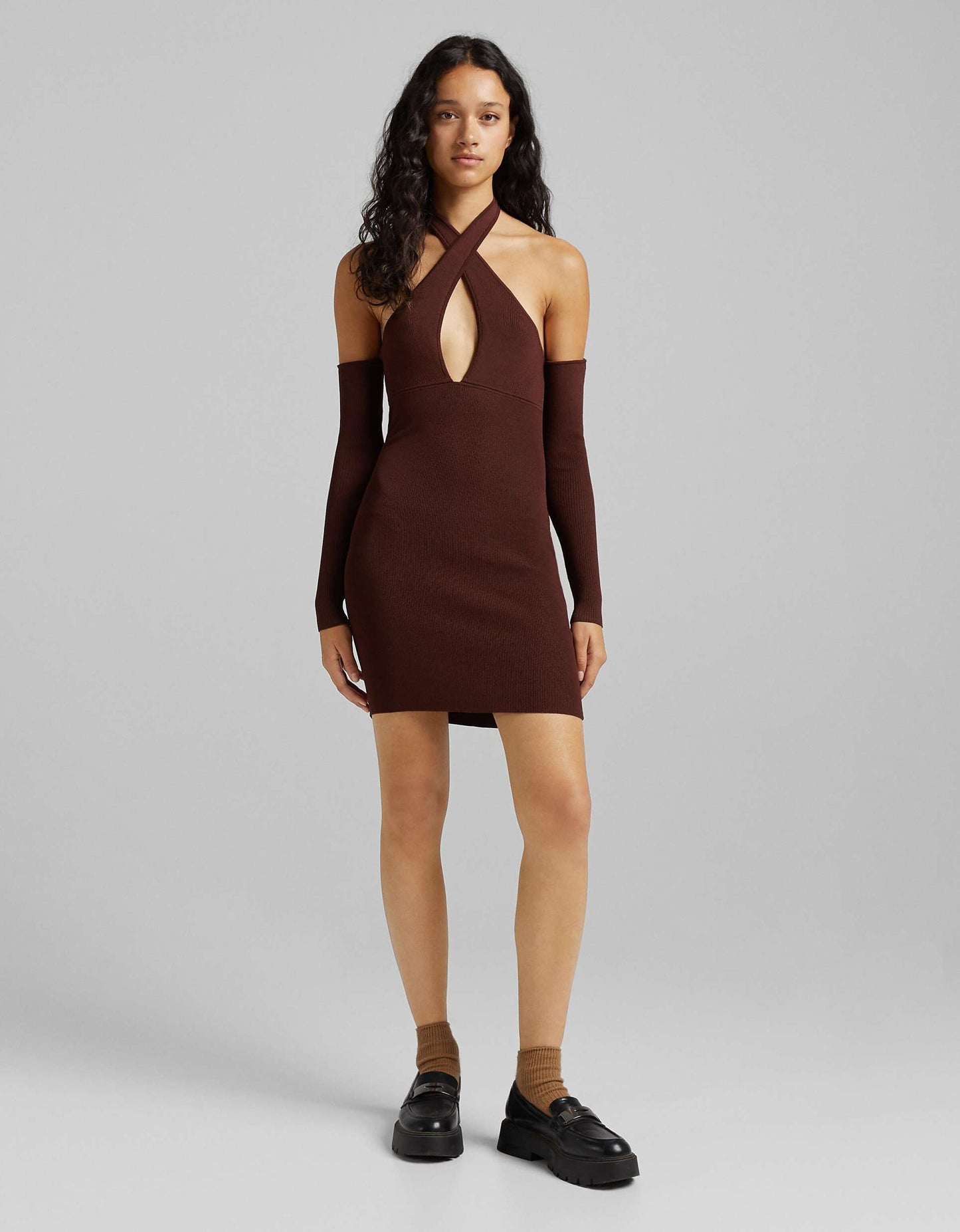 Halter Neck Detail Cut Out Mini Dress