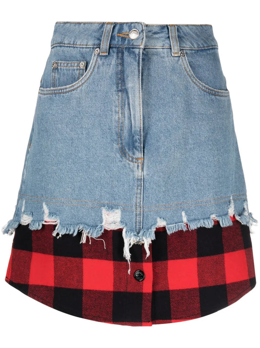 Layered-Design Denim Skirt