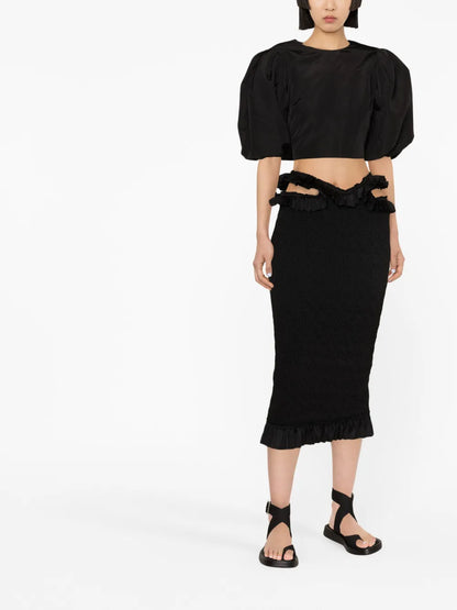 Puff-Sleeve Cropped Blouse