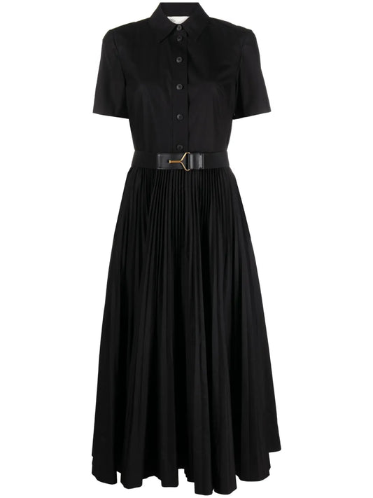 Pleated Poplin Shirt Dress