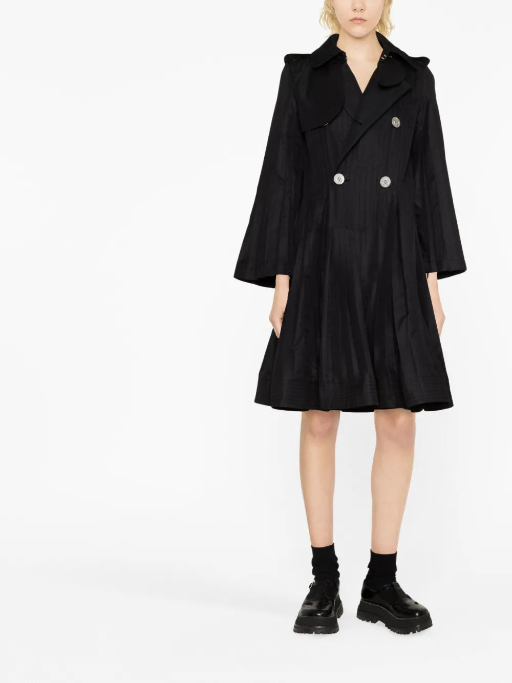 Double-Breasted Peplum Coat