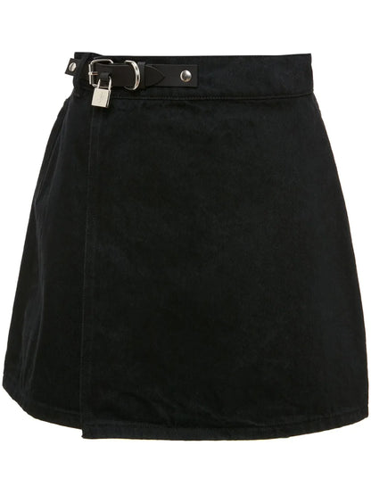 Padlock-Detail Belted Skirt