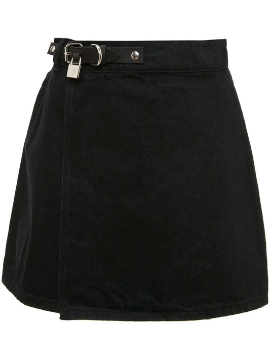 Padlock-Detail Belted Skirt
