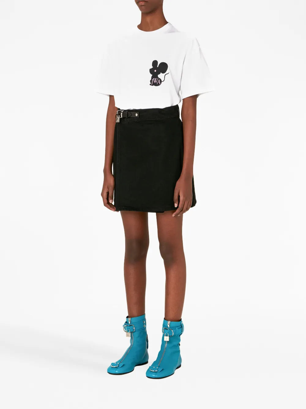 Padlock-Detail Belted Skirt