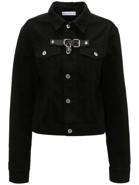 Padlock-Strap Buttoned Denim Jacket