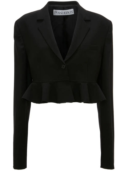 Ruffled-Trim Cropped Blazer