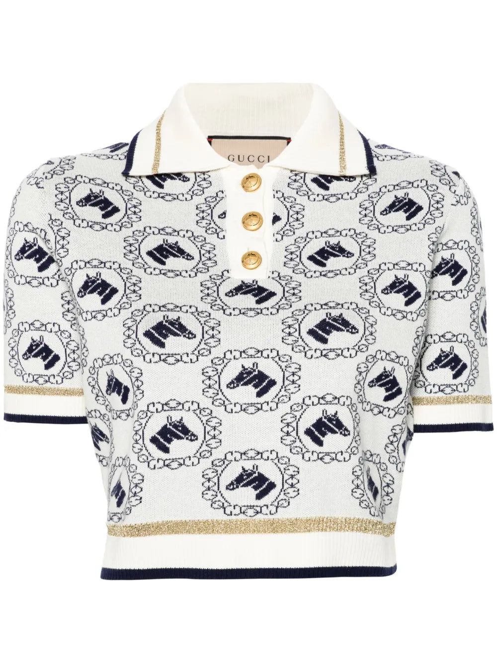 Equestrian-Jacquard Polo Top
