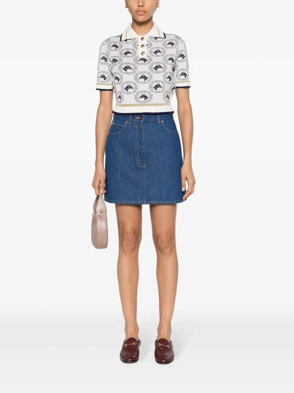 Equestrian-Jacquard Polo Top