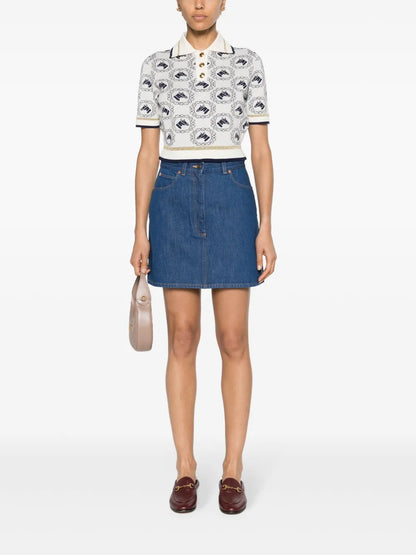 Equestrian-Jacquard Polo Top