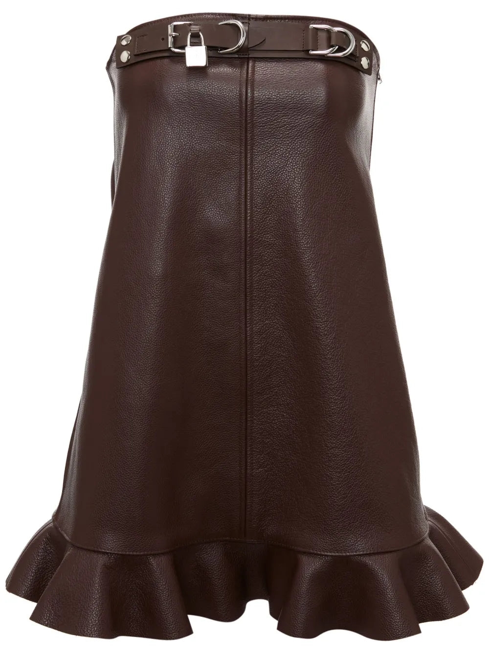 Padlock-Detail Leather Minidress