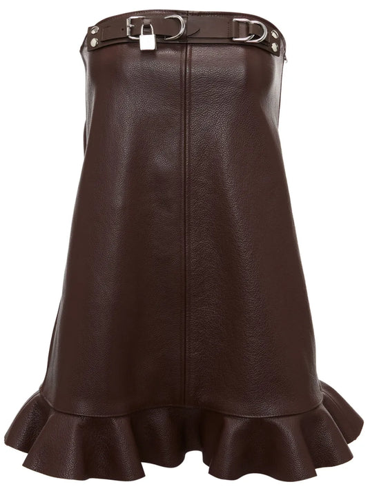 Padlock-Detail Leather Minidress