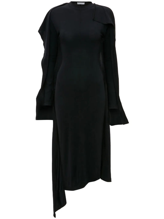 Long-Sleeve Layered Midi Dress