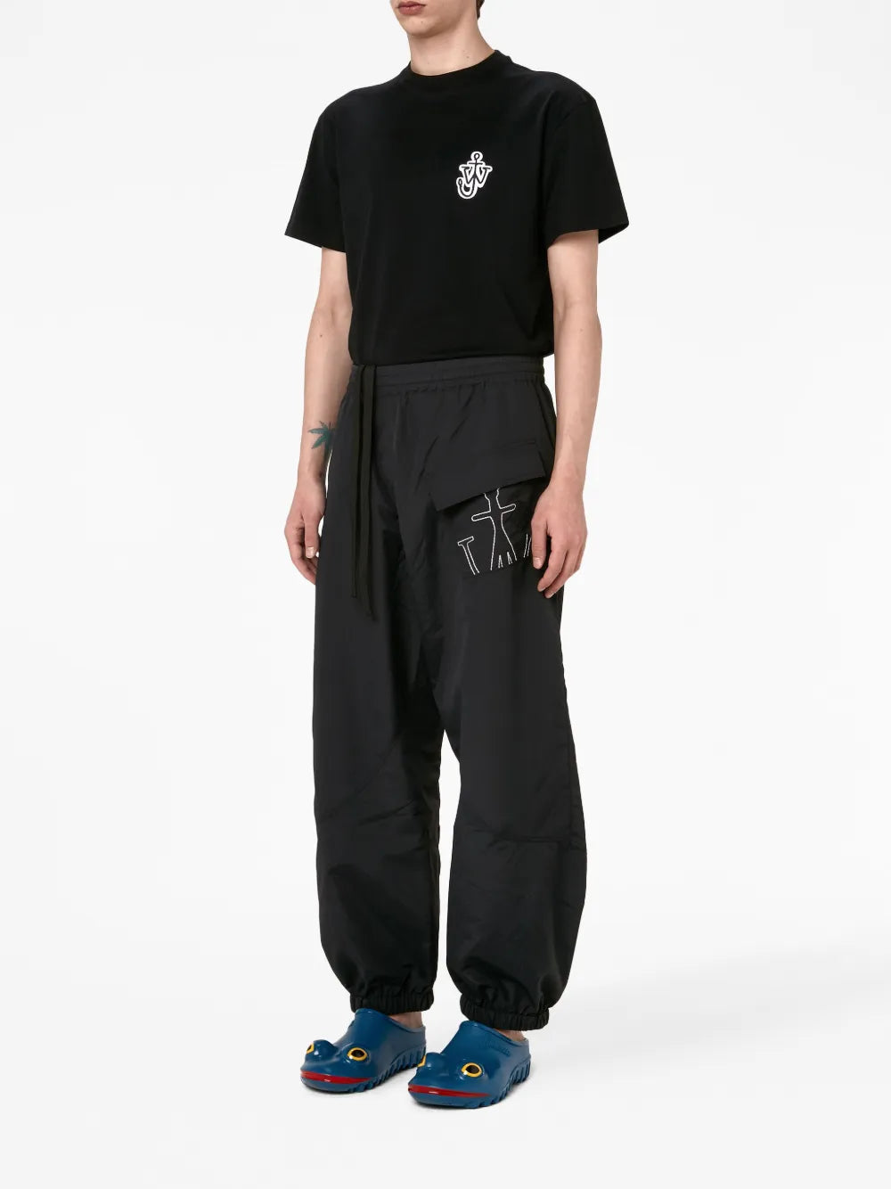 Anchor-Embroidered Twisted Track Pants