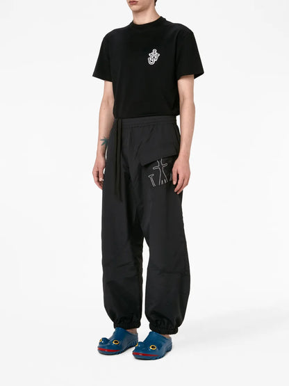 Anchor-Embroidered Twisted Track Pants