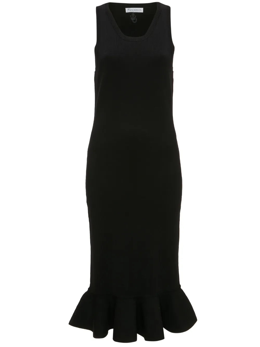 Ruffled-Trim Sleeveless Midi Dress