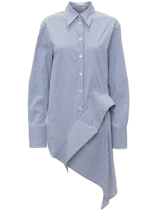 Striped Long-Sleeve Draped Shirt