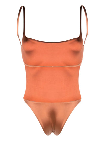 Backless Satin One-Piece Swimsuit