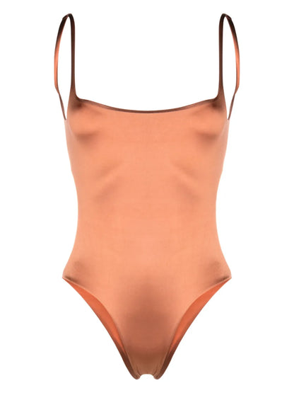 Backless Satin One-Piece Swimsuit