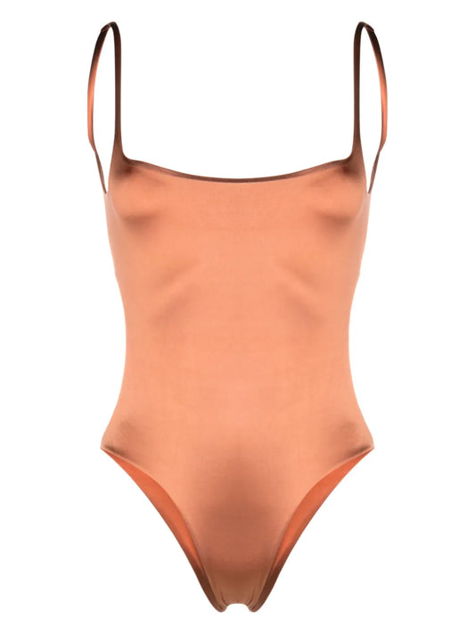Backless Satin One-Piece Swimsuit