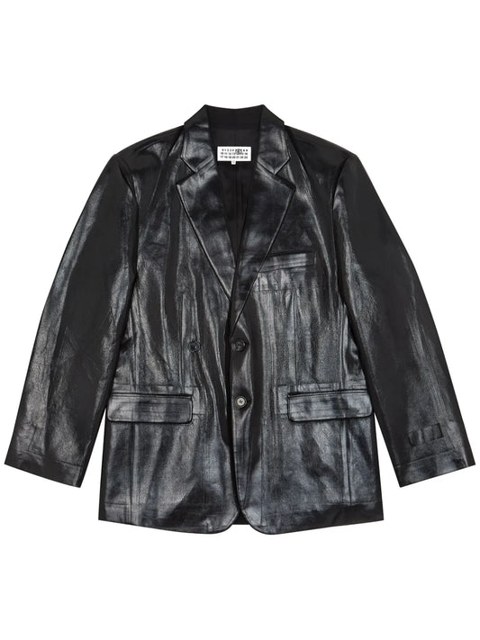 Coated Single-Breasted Blazer