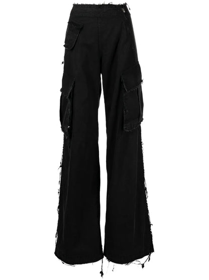 Frayed-Edges Cargo-Pocket Jeans
