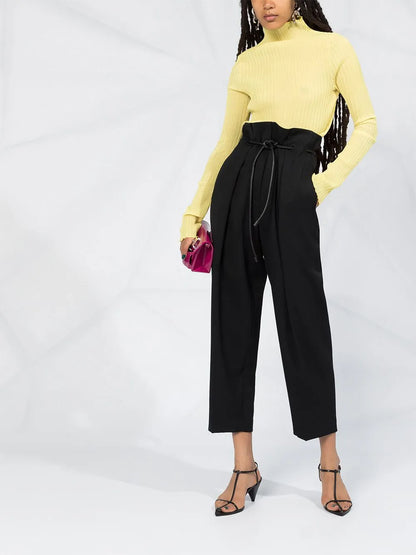 Belted High-Waisted Trousers