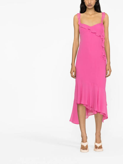 Ruffle-Detail Midi Dress